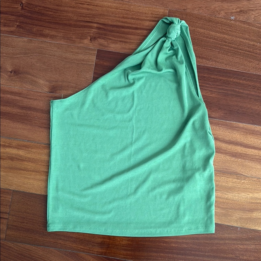 Abercrombie & Fitch Green One-Shoulder Tank Top